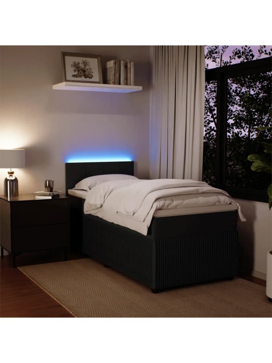 Box spring postel s matrací černá 80 x 200 cm samet