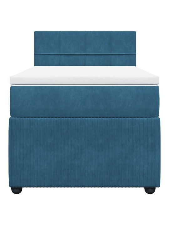 Box spring postel s matrací modrá 80 x 200 cm samet