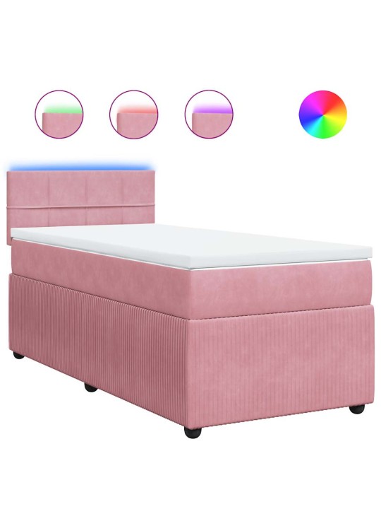 Box spring postel s matrací růžová 80 x 200 cm samet
