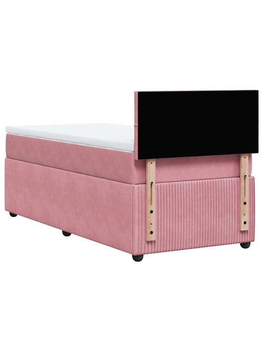 Box spring postel s matrací růžová 80 x 200 cm samet