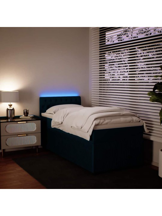 Box spring postel s matrací modrá 80 x 200 cm samet