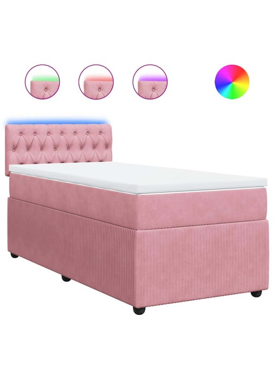 Box spring postel s matrací růžová 80 x 200 cm samet