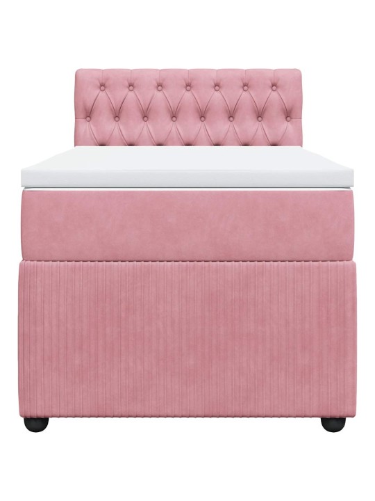 Box spring postel s matrací růžová 80 x 200 cm samet