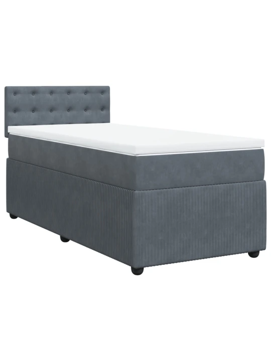 Box spring postel s matrací tmavě šedá 80 x 200 cm samet