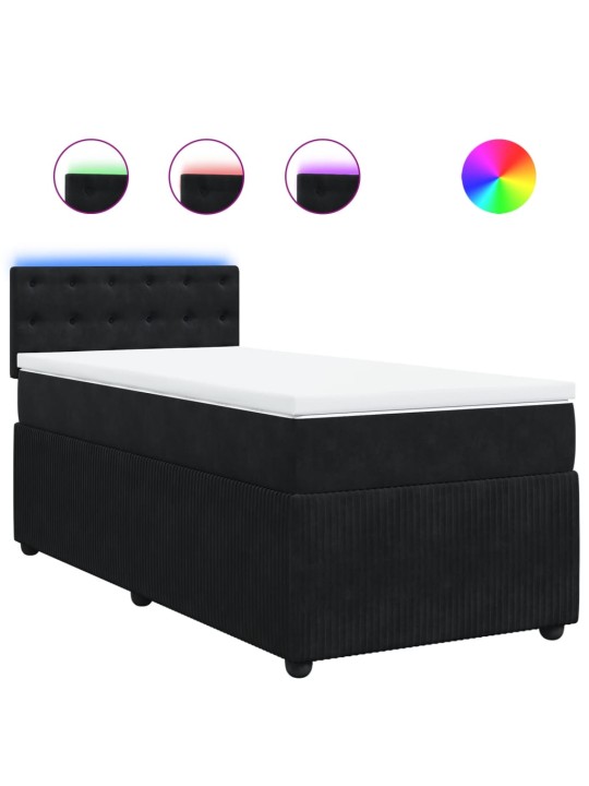 Box spring postel s matrací černá 80 x 200 cm samet