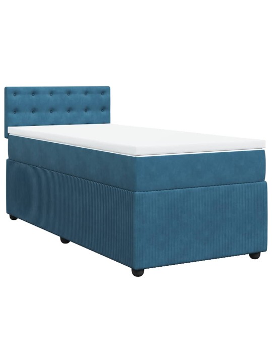 Box spring postel s matrací modrá 80 x 200 cm samet