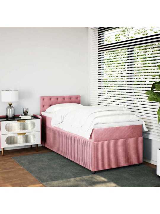 Box spring postel s matrací růžová 80 x 200 cm samet