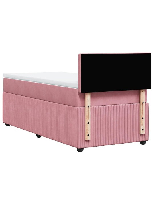 Box spring postel s matrací růžová 80 x 200 cm samet