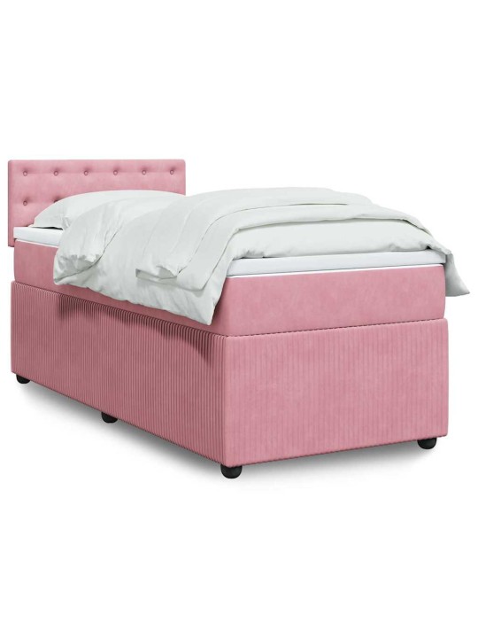 Box spring postel s matrací růžová 80 x 200 cm samet