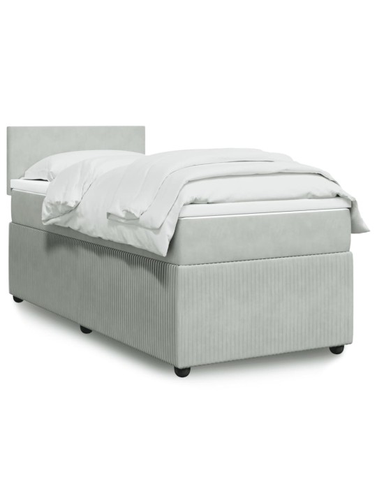 Box spring postel s matrací světle šedá 90x190 cm samet
