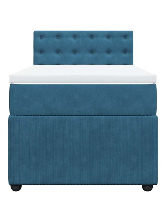 Box spring postel s matrací modrá 90 x 190 cm samet