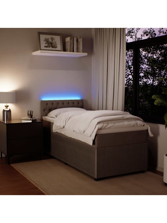 Box spring postel s matrací světle šedá 90x190 cm samet
