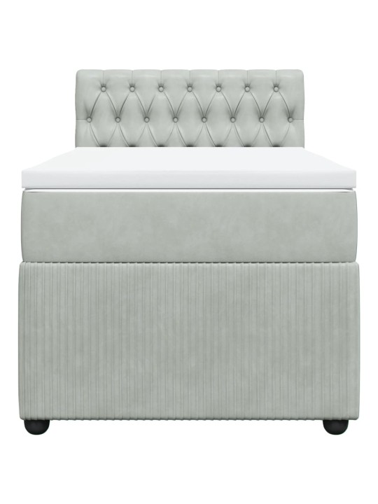 Box spring postel s matrací světle šedá 90x190 cm samet