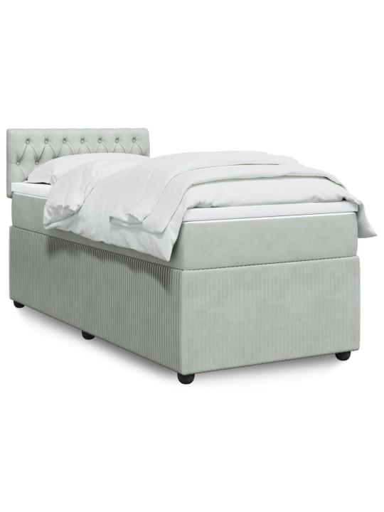 Box spring postel s matrací světle šedá 90x190 cm samet