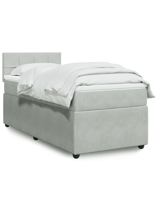 Box spring postel s matrací světle šedá 90x190 cm samet