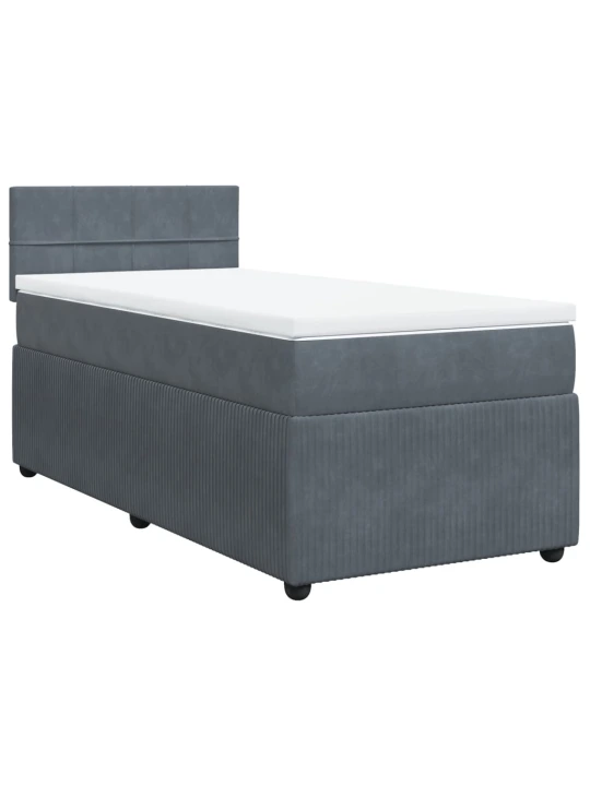 Box spring postel s matrací tmavě šedá 90x190 cm samet
