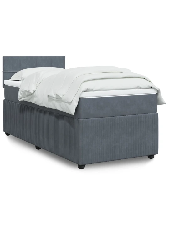 Box spring postel s matrací tmavě šedá 90x190 cm samet
