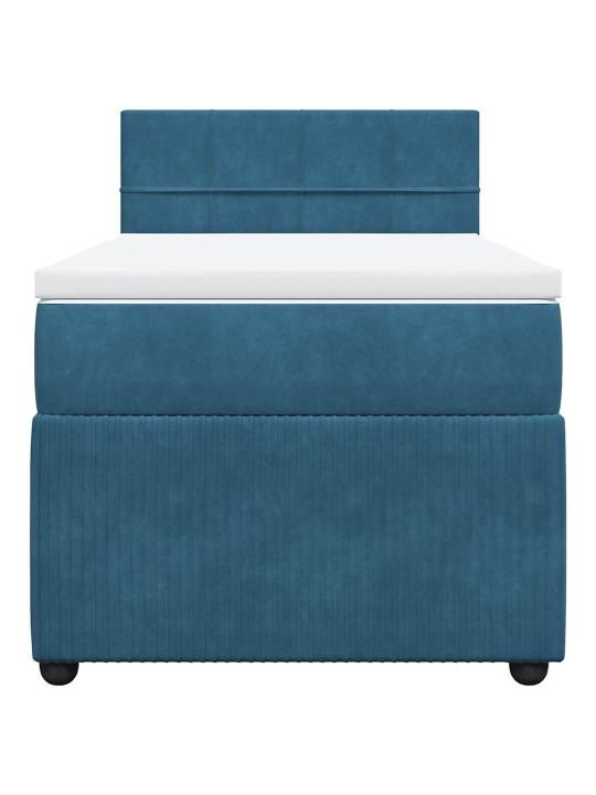 Box spring postel s matrací modrá 90 x 190 cm samet