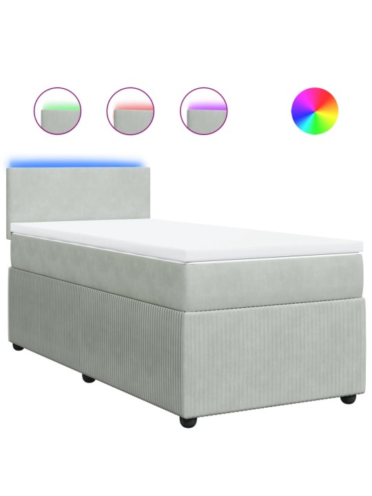 Box spring postel s matrací světle šedá 90x200 cm samet