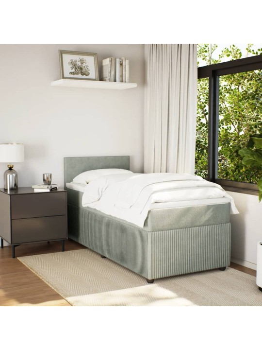 Box spring postel s matrací světle šedá 90x200 cm samet