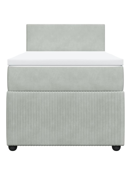 Box spring postel s matrací světle šedá 90x200 cm samet