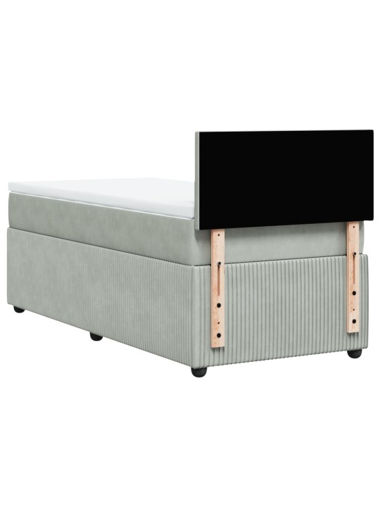Box spring postel s matrací světle šedá 90x200 cm samet