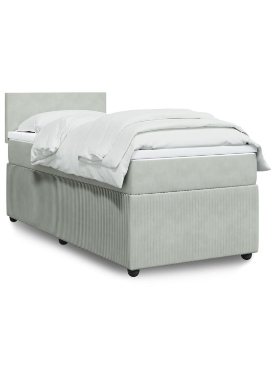 Box spring postel s matrací světle šedá 90x200 cm samet