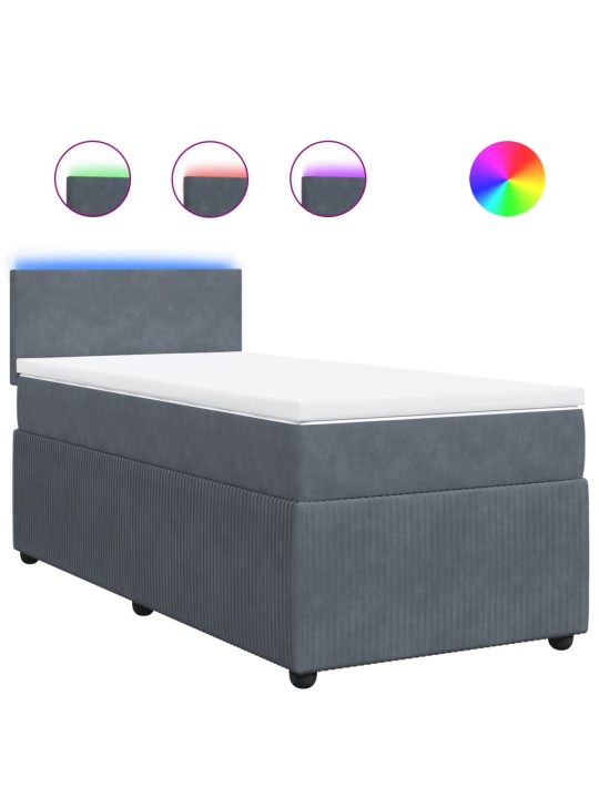 Box spring postel s matrací tmavě šedá 90x200 cm samet