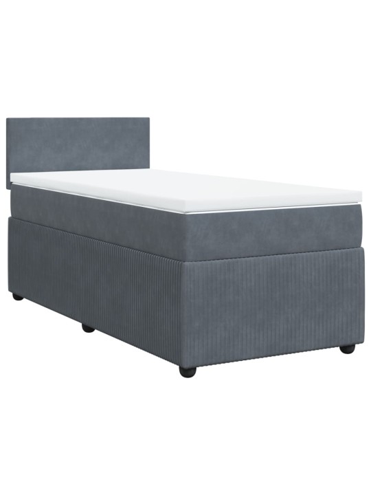 Box spring postel s matrací tmavě šedá 90x200 cm samet