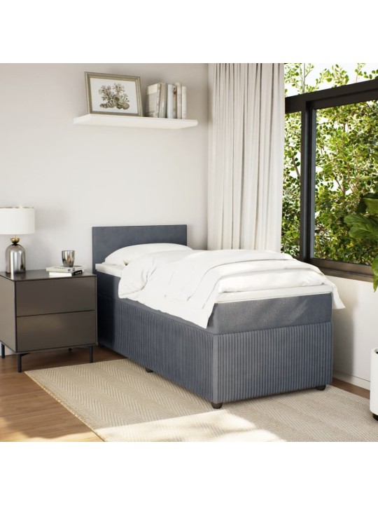 Box spring postel s matrací tmavě šedá 90x200 cm samet