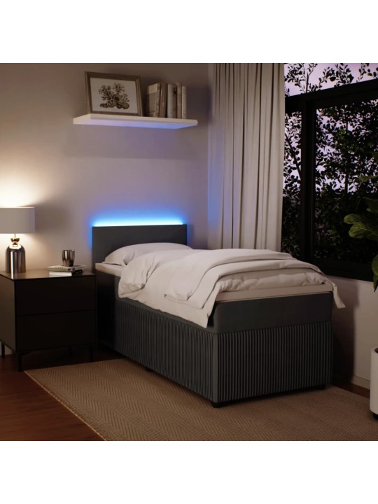 Box spring postel s matrací tmavě šedá 90x200 cm samet