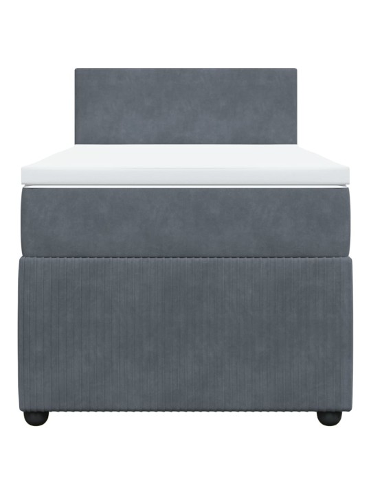 Box spring postel s matrací tmavě šedá 90x200 cm samet