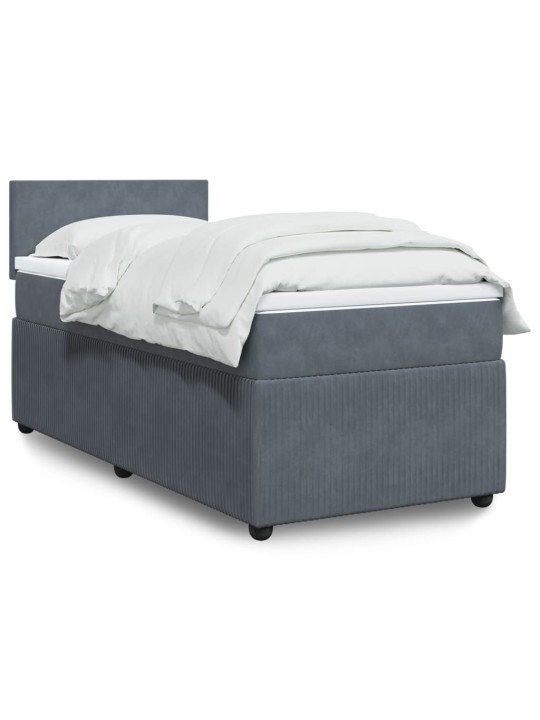 Box spring postel s matrací tmavě šedá 90x200 cm samet