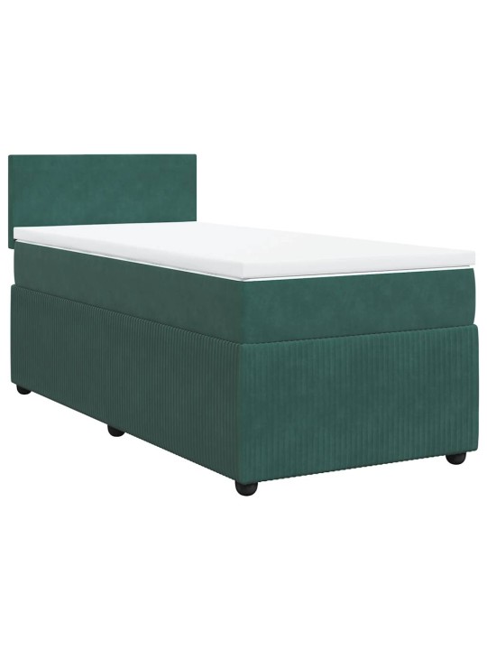 Box spring postel s matrací tmavě zelená 90x200 cm samet