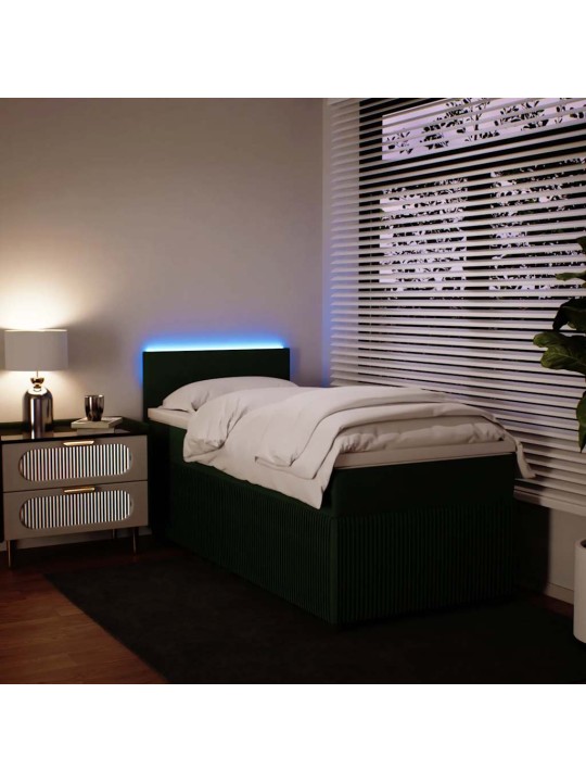 Box spring postel s matrací tmavě zelená 90x200 cm samet