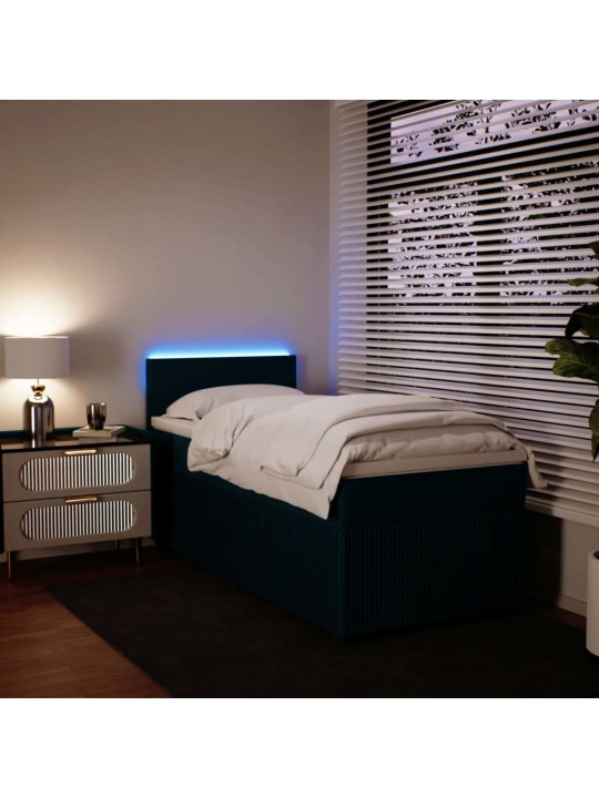 Box spring postel s matrací modrá 90 x 200 cm samet