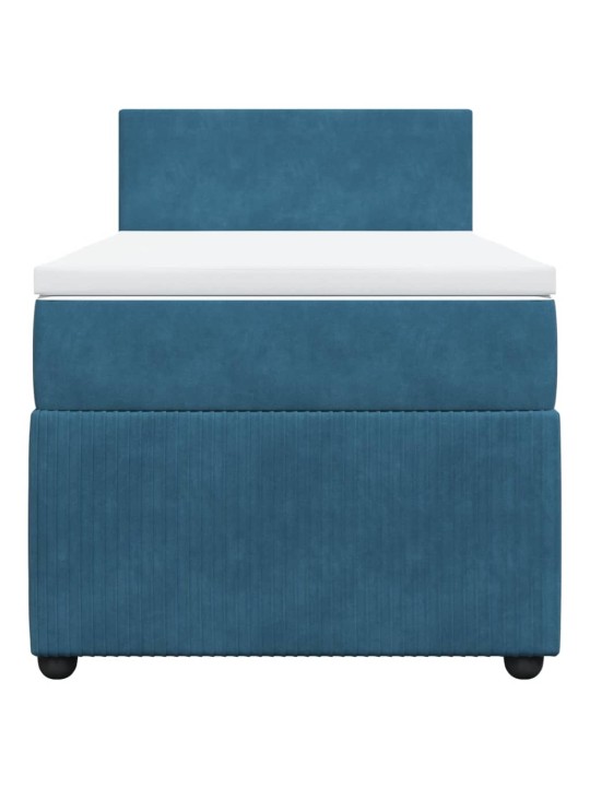 Box spring postel s matrací modrá 90 x 200 cm samet