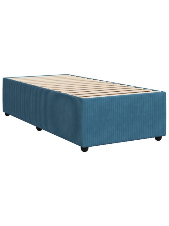 Box spring postel s matrací modrá 90 x 200 cm samet