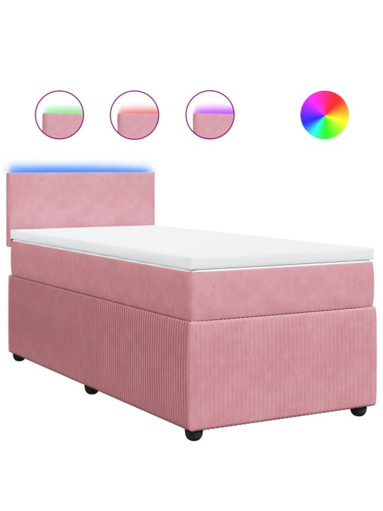 Box spring postel s matrací růžová 90x200 cm samet