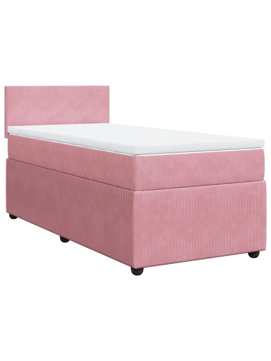 Box spring postel s matrací růžová 90x200 cm samet