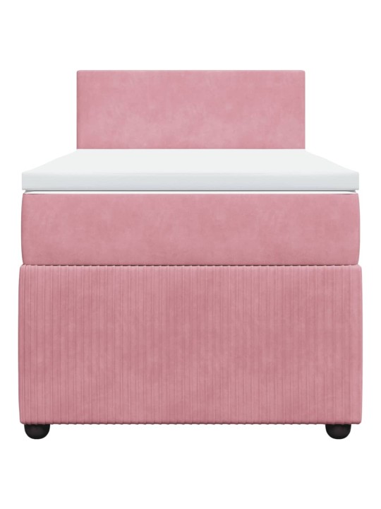 Box spring postel s matrací růžová 90x200 cm samet