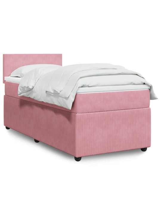 Box spring postel s matrací růžová 90x200 cm samet