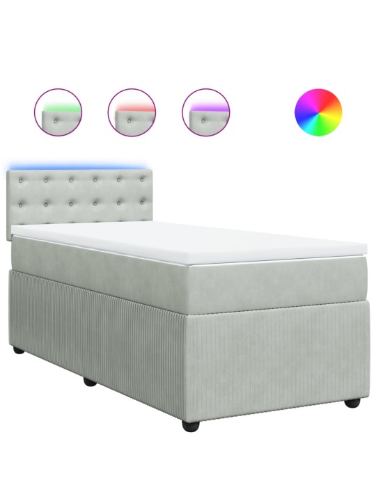Box spring postel s matrací světle šedá 90x200 cm samet
