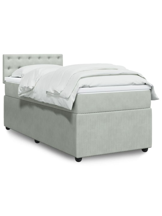 Box spring postel s matrací světle šedá 90x200 cm samet