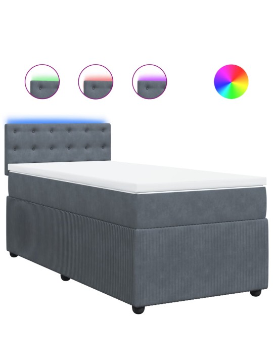 Box spring postel s matrací tmavě šedá 90x200 cm samet