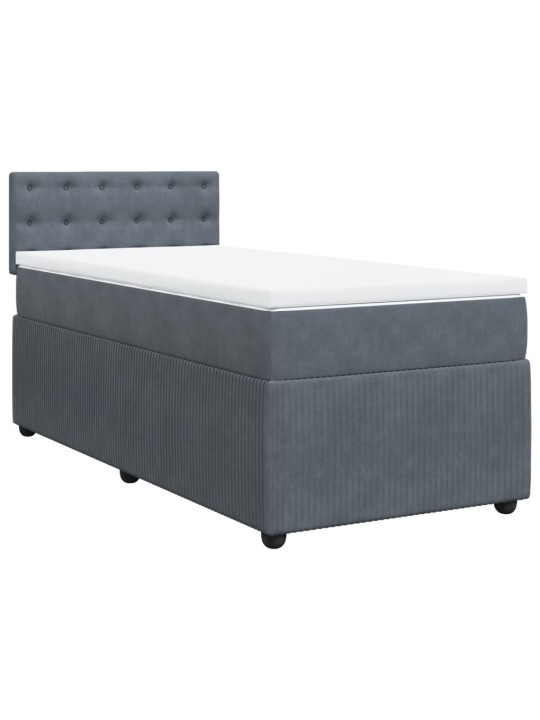 Box spring postel s matrací tmavě šedá 90x200 cm samet
