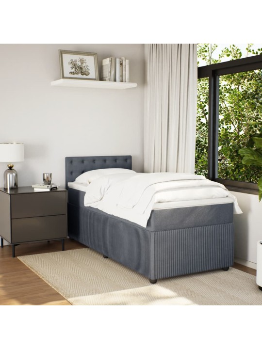 Box spring postel s matrací tmavě šedá 90x200 cm samet