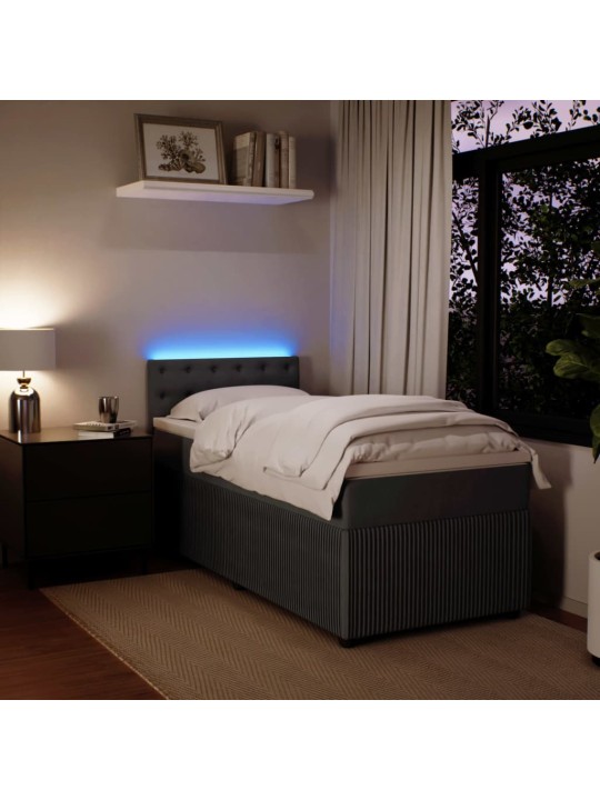 Box spring postel s matrací tmavě šedá 90x200 cm samet