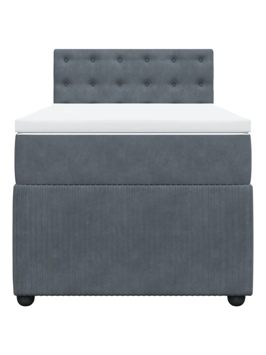 Box spring postel s matrací tmavě šedá 90x200 cm samet
