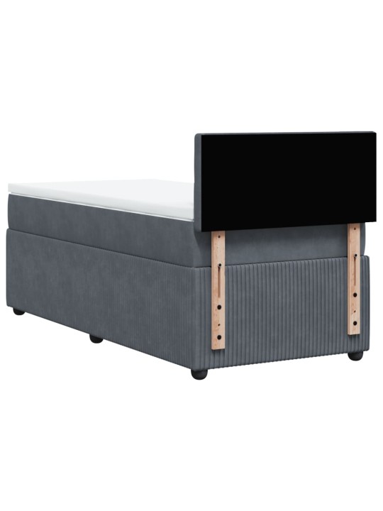 Box spring postel s matrací tmavě šedá 90x200 cm samet